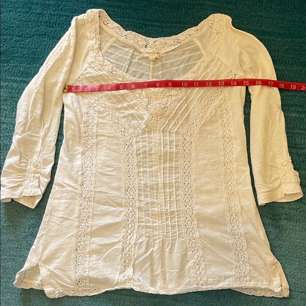 Anthropologie Meadow Rue Cream/burgundy Lace Blouse